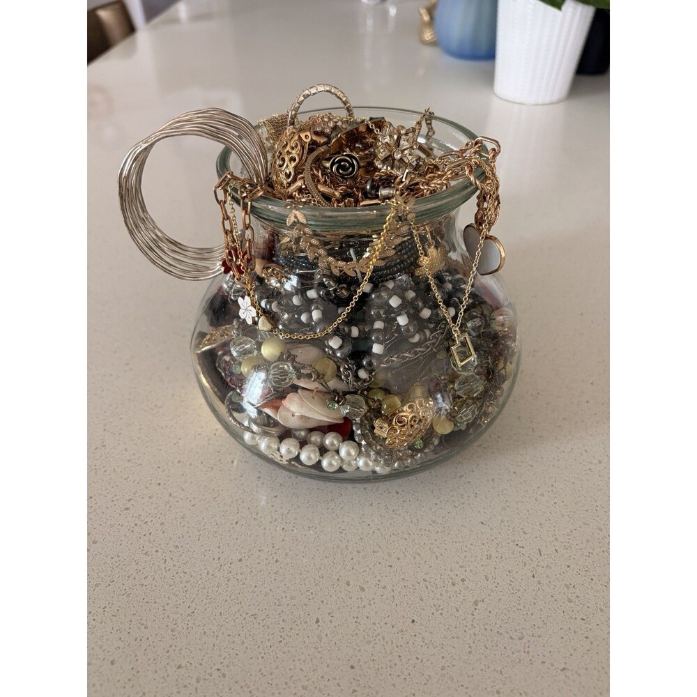 Vtg Mystery Jewelry Jar VTG Vase Mixed Metal Gold & Silver Tone